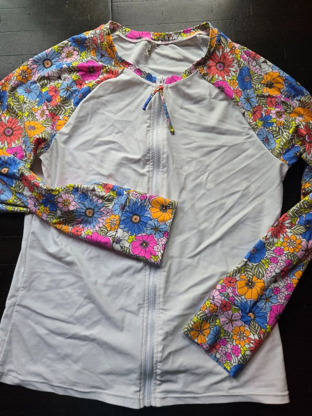 Rashgaurd Swim Top Floral L Zip Up